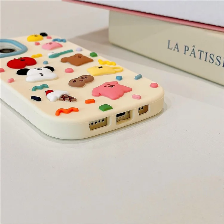 For iPhone 15 Silicone Case Cute 3D Cartoon Fragment Design Shockproof Phone Back Cover