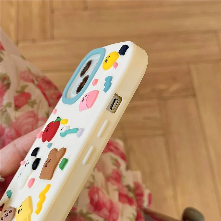 For iPhone 15 Silicone Case Cute 3D Cartoon Fragment Design Shockproof Phone Back Cover