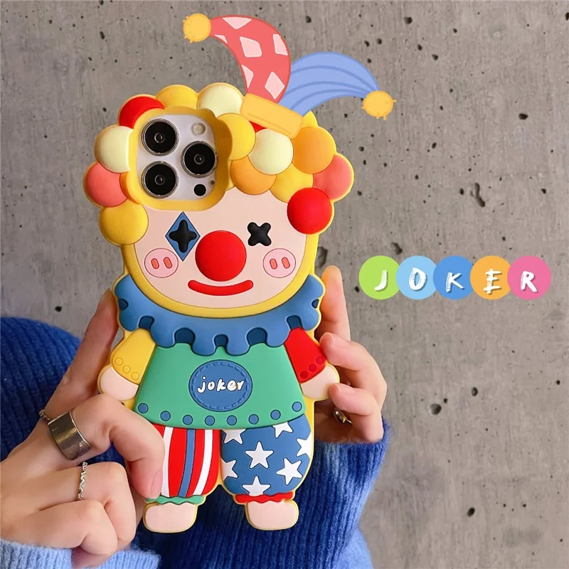 For iPhone 15 Pro Max Silicone Case Cute Joker Design Shockproof Phone Back Cover