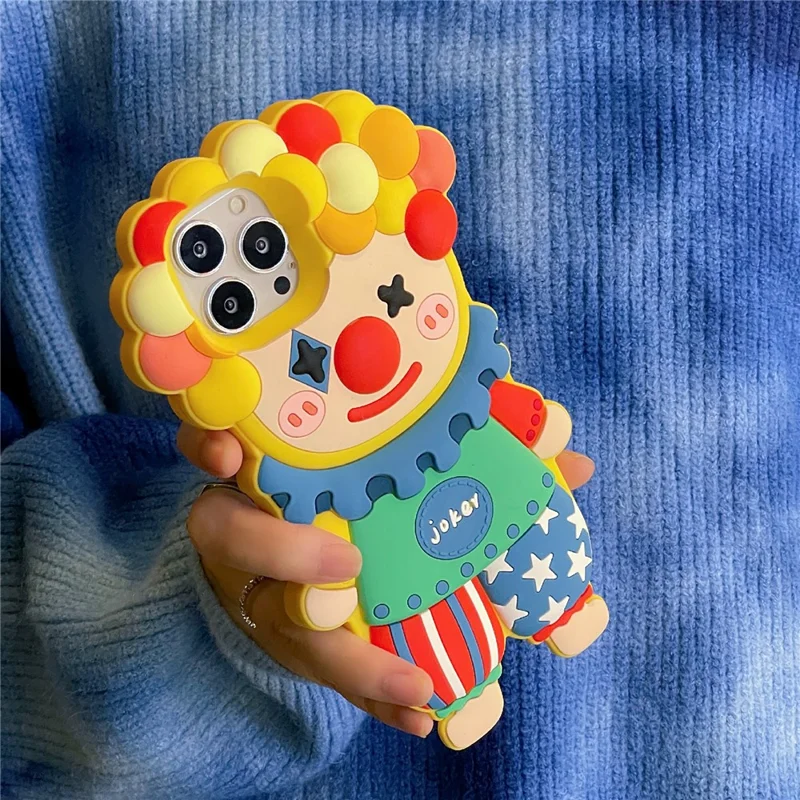For iPhone 15 Pro Max Silicone Case Cute Joker Design Shockproof Phone Back Cover