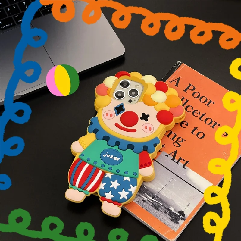 For iPhone 15 Pro Max Silicone Case Cute Joker Design Shockproof Phone Back Cover