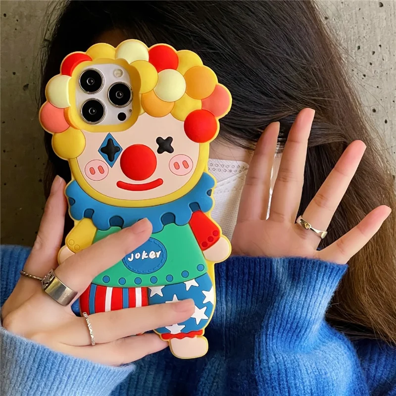 For iPhone 16 Pro Max Silicone Case Cute Joker Design Shockproof Phone Back Cover