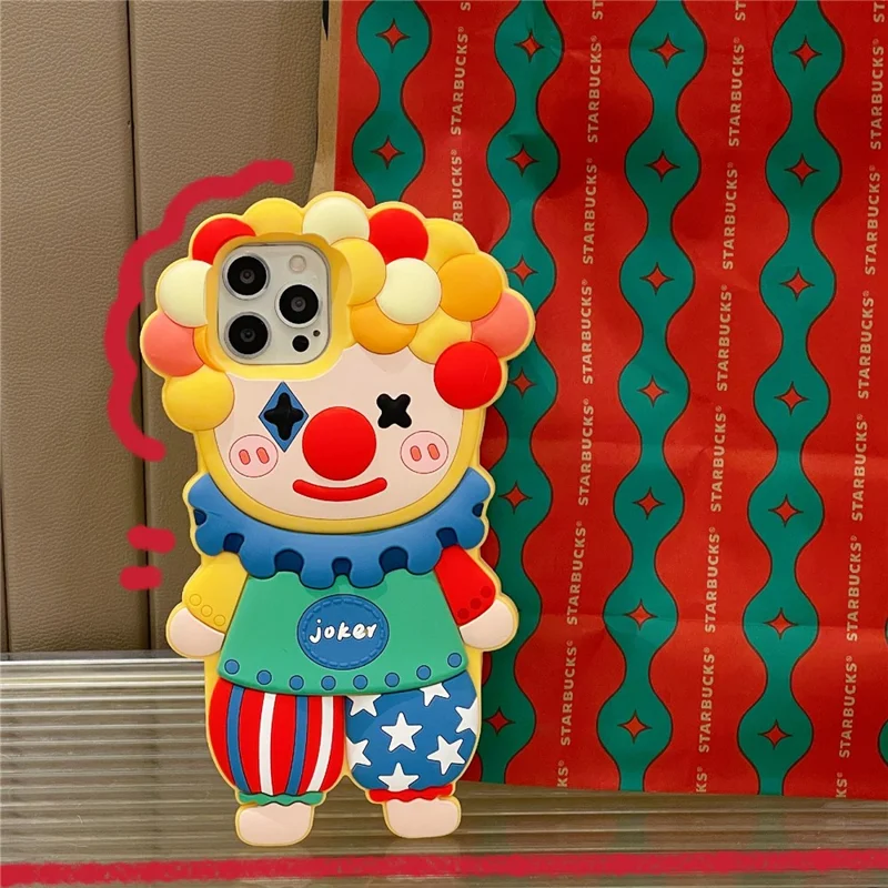 For iPhone 16 Pro Max Silicone Case Cute Joker Design Shockproof Phone Back Cover