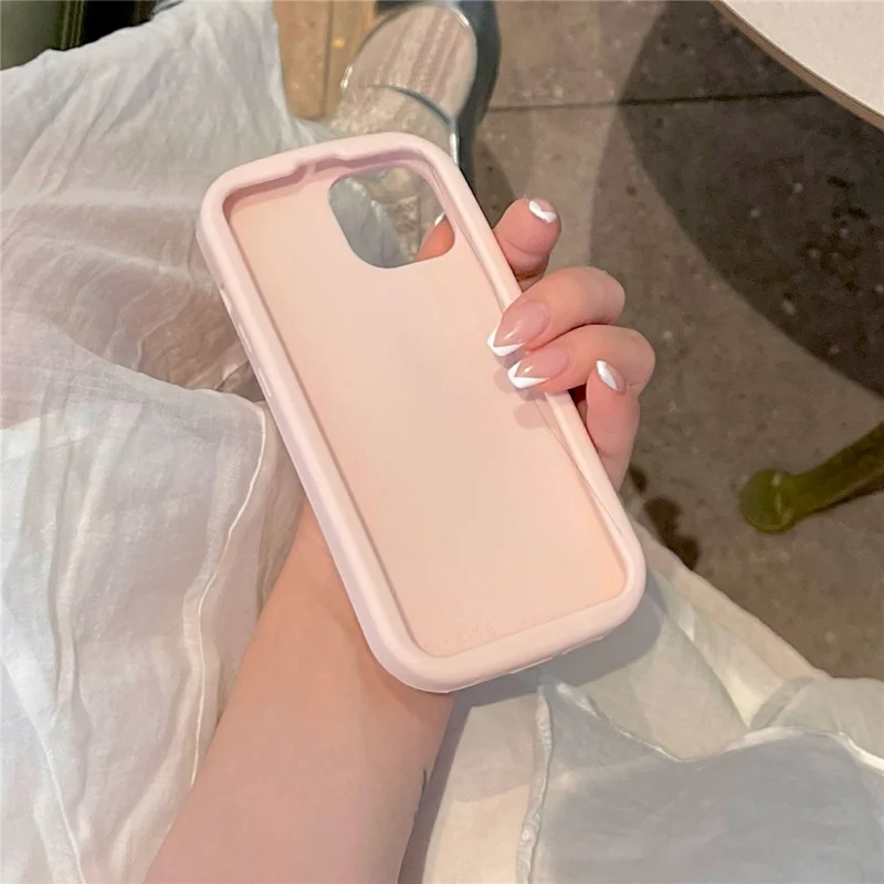 For iPhone 15 Silicone Case Cute Pearl Bow Design Shockproof Phone Back Cover
