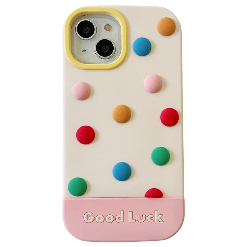 For iPhone 15 Silicone Case Cute 3D Colorful Beans Design Shockproof Phone Back Cover