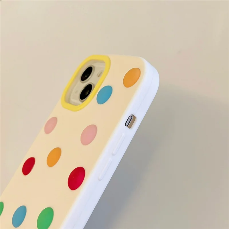 For iPhone 15 Silicone Case Cute 3D Colorful Beans Design Shockproof Phone Back Cover
