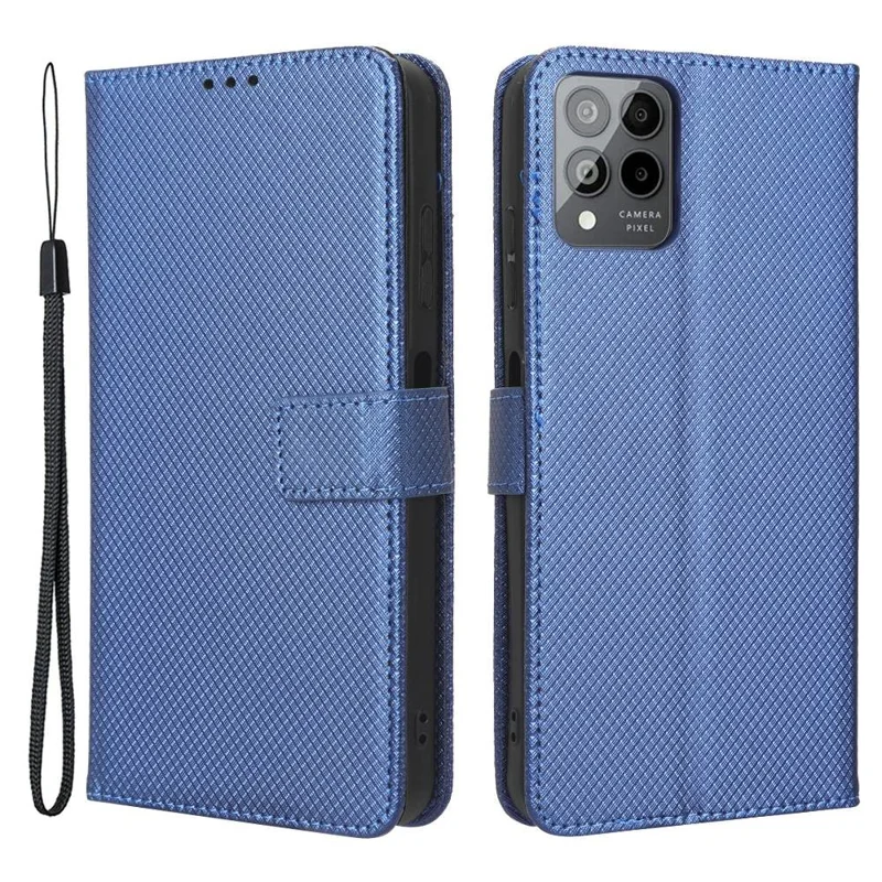 For T-Mobile REVVL 6 Pro 5G 5G / Telekom T Phone Pro 5G / T-Mobile T Phone Pro 5G Diamond Texture PU Leather Shockproof Case Flip Stand Phone Wallet Cover - Blue