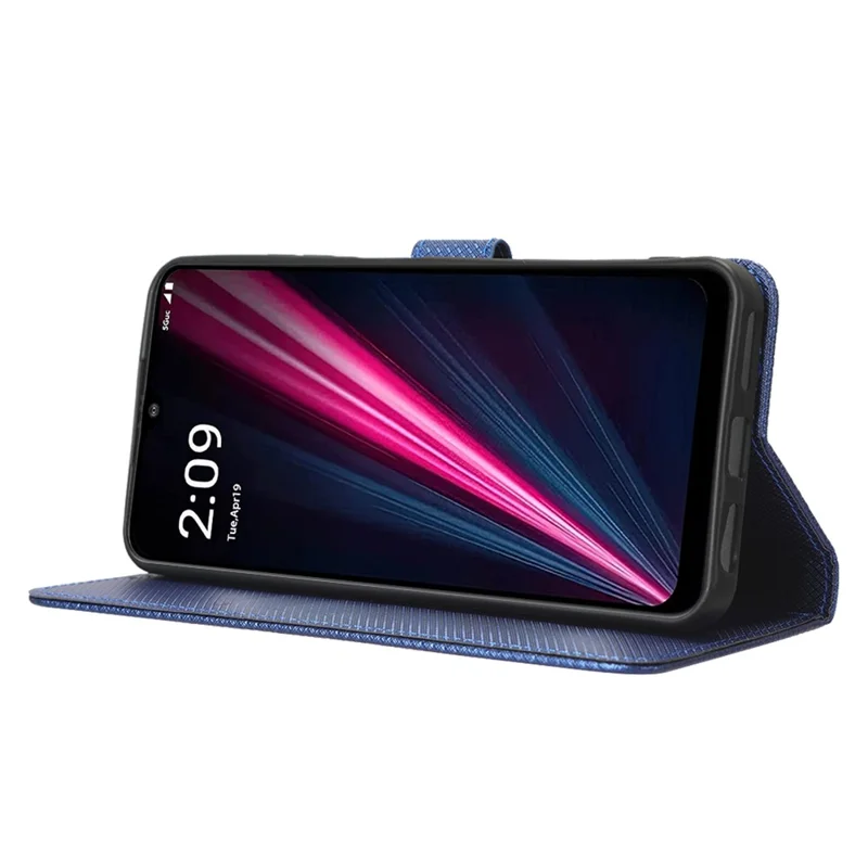 For T-Mobile REVVL 6 Pro 5G 5G / Telekom T Phone Pro 5G / T-Mobile T Phone Pro 5G Diamond Texture PU Leather Shockproof Case Flip Stand Phone Wallet Cover - Blue