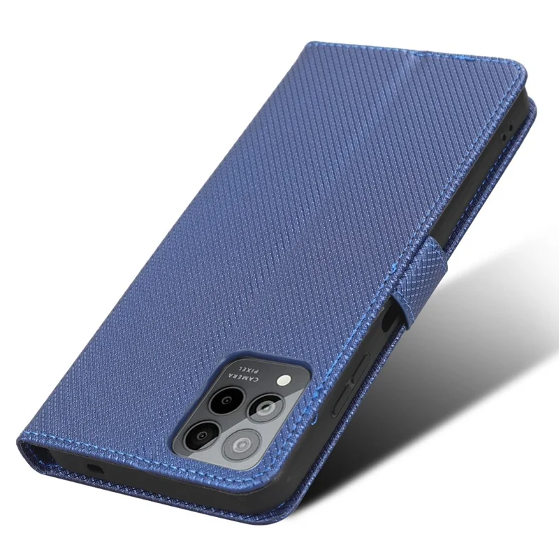 For T-Mobile REVVL 6 Pro 5G 5G / Telekom T Phone Pro 5G / T-Mobile T Phone Pro 5G Diamond Texture PU Leather Shockproof Case Flip Stand Phone Wallet Cover - Blue