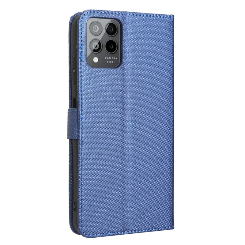 For T-Mobile REVVL 6 Pro 5G 5G / Telekom T Phone Pro 5G / T-Mobile T Phone Pro 5G Diamond Texture PU Leather Shockproof Case Flip Stand Phone Wallet Cover - Blue