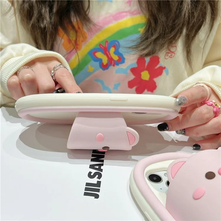 For iPhone 15 Silicone Case Cute Pig Slipper Design Shockproof Phone Back Cover