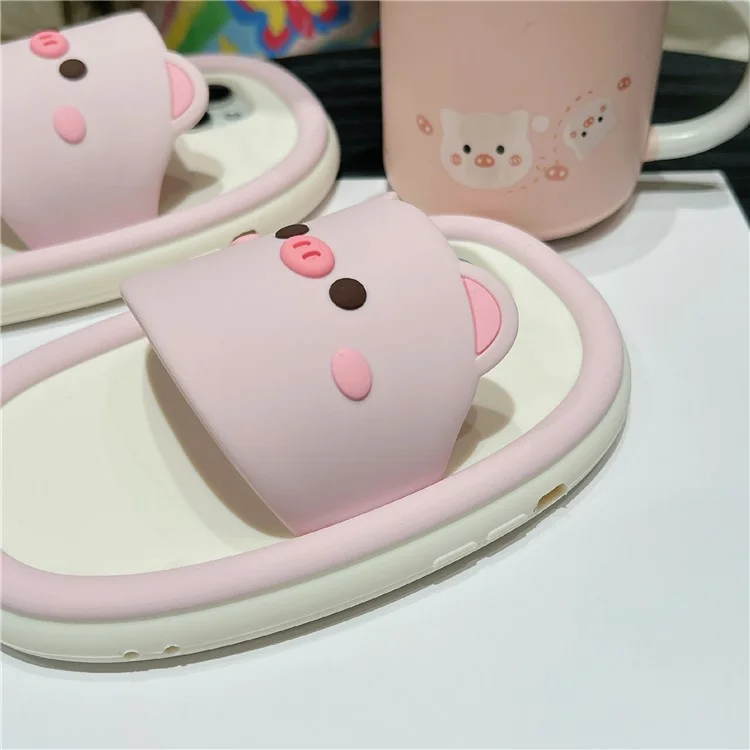 For iPhone 15 Silicone Case Cute Pig Slipper Design Shockproof Phone Back Cover