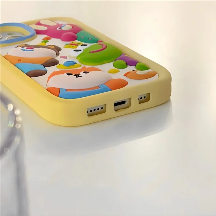 For iPhone 15 Silicone Case Cute 3D Animal Collection Pattern Shockproof Phone Back Cover