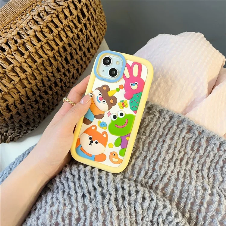 For iPhone 15 Silicone Case Cute 3D Animal Collection Pattern Shockproof Phone Back Cover