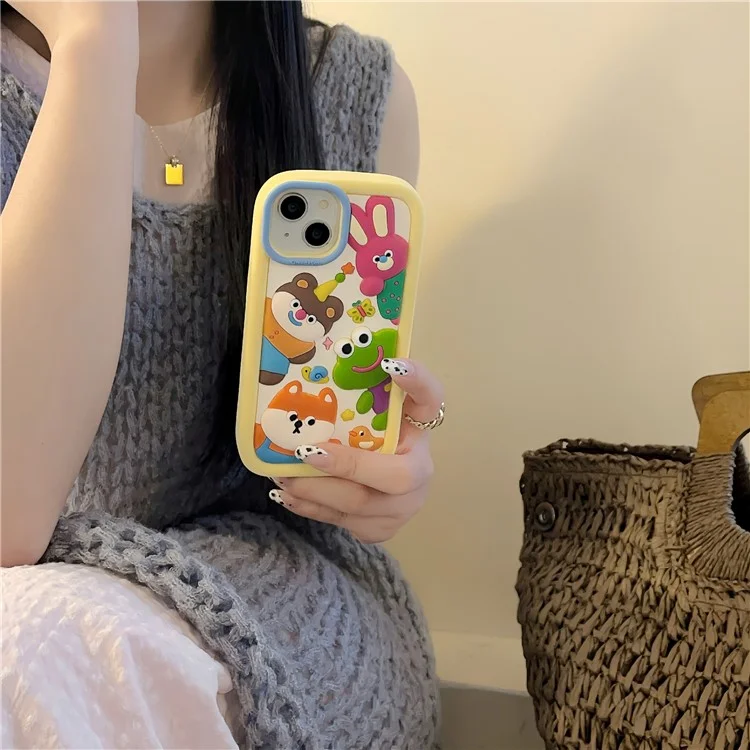 For iPhone 15 Silicone Case Cute 3D Animal Collection Pattern Shockproof Phone Back Cover