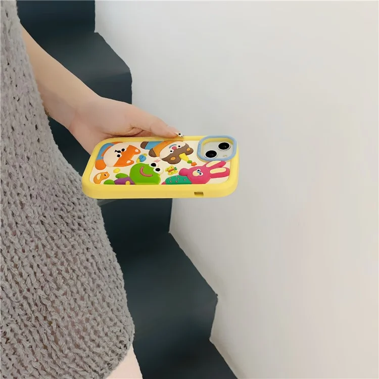 For iPhone 15 Silicone Case Cute 3D Animal Collection Pattern Shockproof Phone Back Cover