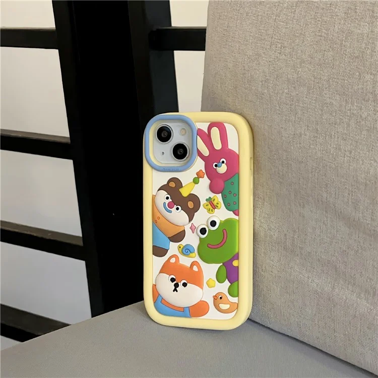 For iPhone 15 Silicone Case Cute 3D Animal Collection Pattern Shockproof Phone Back Cover