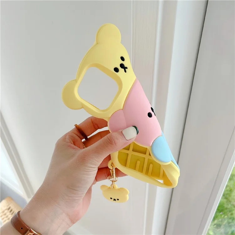 Funda de Silicona para iPhone 16 Pro Max con Diseño de Tres Ositos Adorables, Resistente a Golpes, con Colgante Decorativo