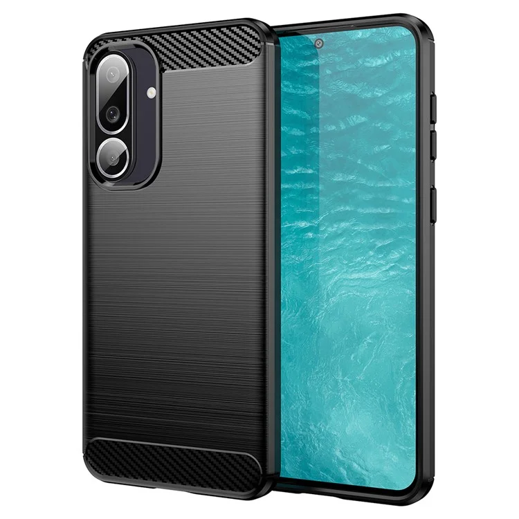 Étui pour Samsung Galaxy M56 5G / F56 5G Protection Téléphone Texture Fibre de Carbone Brossée - Noir