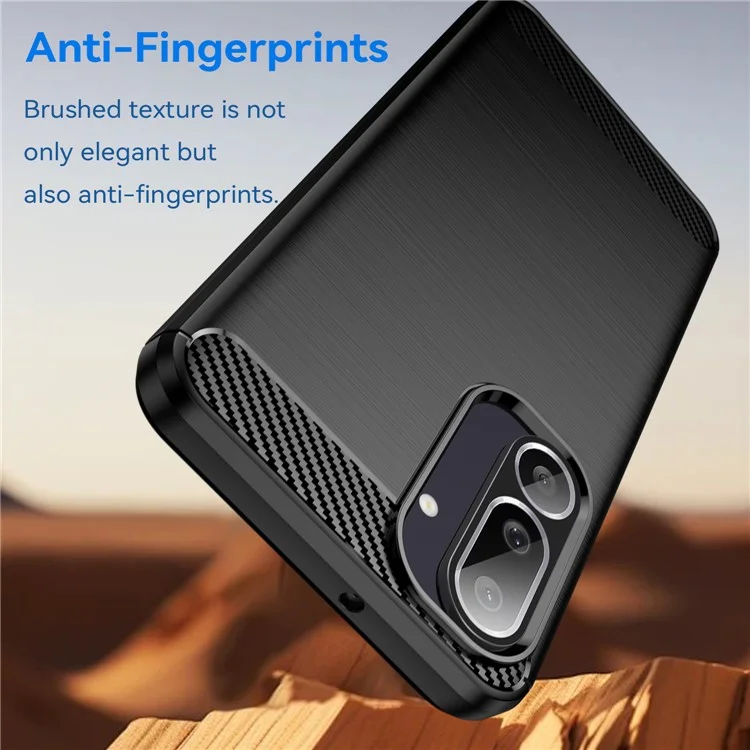 Étui pour Samsung Galaxy M56 5G / F56 5G Protection Téléphone Texture Fibre de Carbone Brossée - Noir