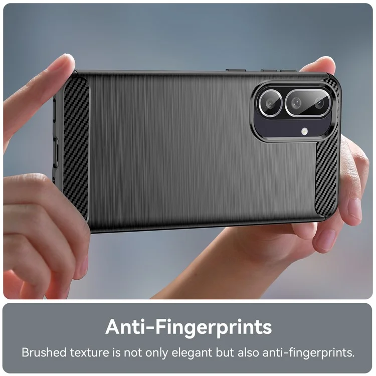 Étui pour Samsung Galaxy M56 5G / F56 5G Protection Téléphone Texture Fibre de Carbone Brossée - Noir