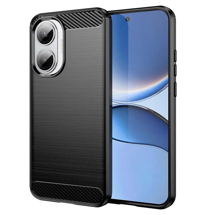Funda para Xiaomi Redmi Turbo 4 Pro 5G Carcasa Protectora de Teléfono con Textura de Fibra de Carbono Acabado Cepillado - Negro