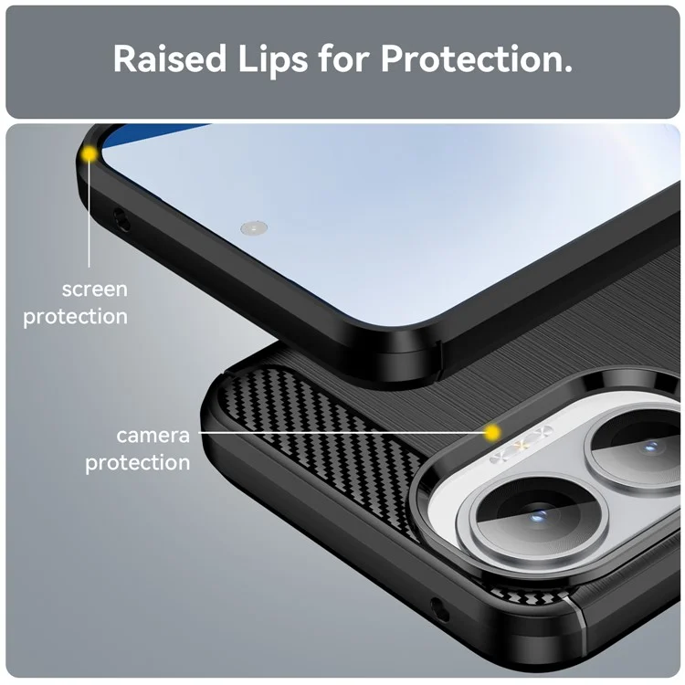 Funda para Xiaomi Redmi Turbo 4 Pro 5G Carcasa Protectora de Teléfono con Textura de Fibra de Carbono Acabado Cepillado - Negro