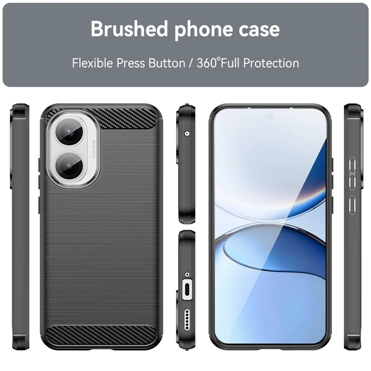 Funda para Xiaomi Redmi Turbo 4 Pro 5G Carcasa Protectora de Teléfono con Textura de Fibra de Carbono Acabado Cepillado - Negro