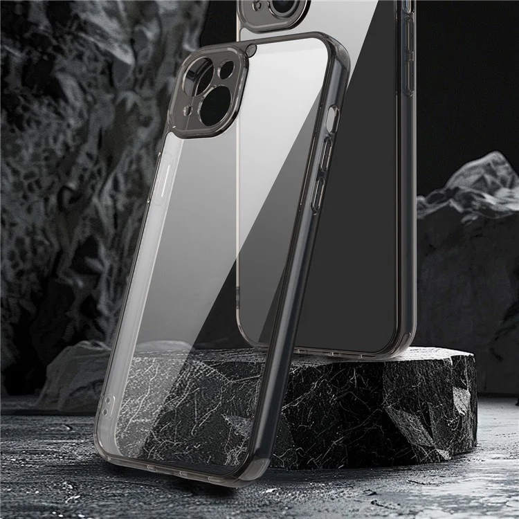 For iPhone 15 Plus Case TPU + Acrylic Phone Back Cover Anti Yellowing - Black