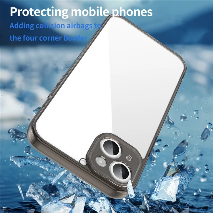 For iPhone 15 Plus Case TPU + Acrylic Phone Back Cover Anti Yellowing - Black