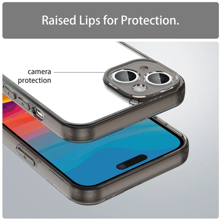 For iPhone 15 Plus Case TPU + Acrylic Phone Back Cover Anti Yellowing - Black