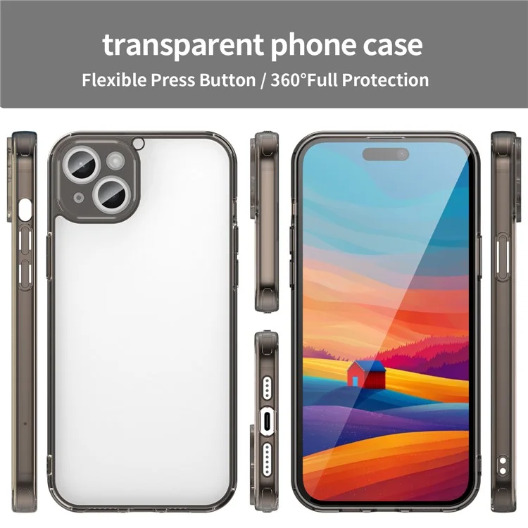 For iPhone 15 Plus Case TPU + Acrylic Phone Back Cover Anti Yellowing - Black