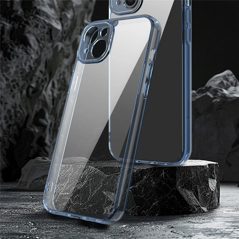 For iPhone 15 Plus Case TPU + Acrylic Phone Back Cover Anti Yellowing - Blue