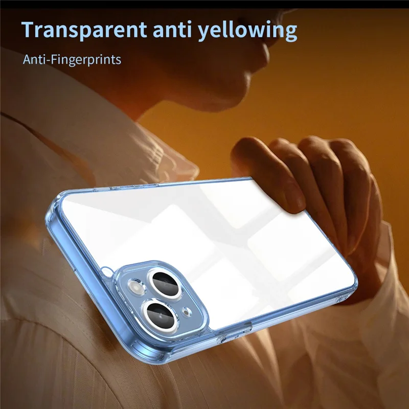 For iPhone 15 Plus Case TPU + Acrylic Phone Back Cover Anti Yellowing - Blue