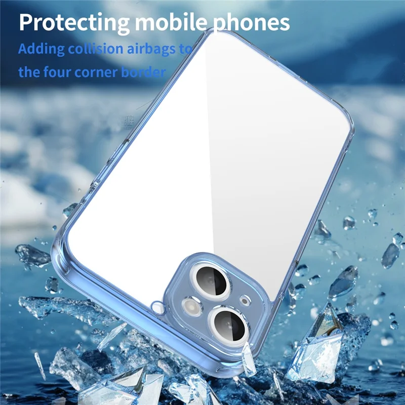 For iPhone 15 Plus Case TPU + Acrylic Phone Back Cover Anti Yellowing - Blue