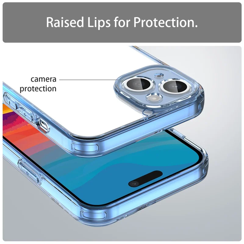 For iPhone 15 Plus Case TPU + Acrylic Phone Back Cover Anti Yellowing - Blue