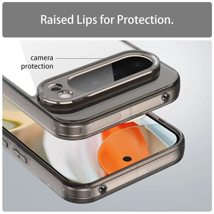 Capa para Google Pixel 9 Pro XL TPU + Capa traseira de telefone acrílica Antiamareladento - Preta