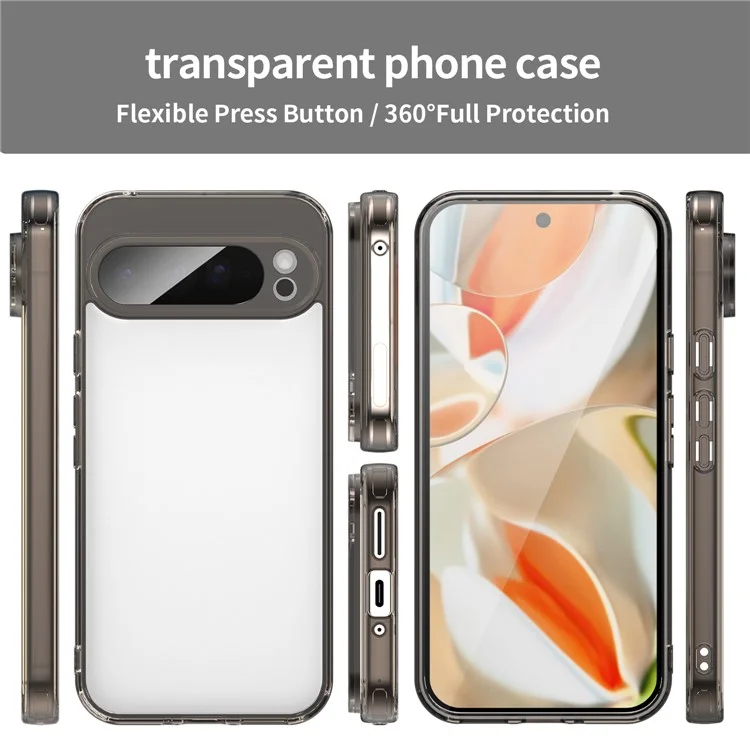 Capa para Google Pixel 9 Pro XL TPU + Capa traseira de telefone acrílica Antiamareladento - Preta