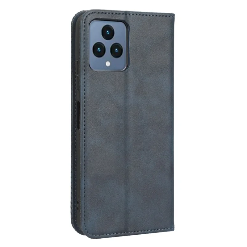 For T-Mobile REVVL 6 5G / Telekom T Phone 5G / T-Mobile T Phone 5G PU Leather Wallet Stand Folio Case Retro Texture Imprinted Pattern Magnetic Absorption Phone Cover - Blue