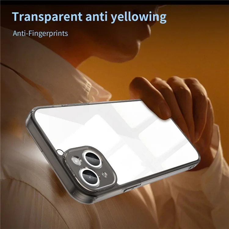 For iPhone 15 Case TPU + Acrylic Phone Back Cover Anti Yellowing - Black
