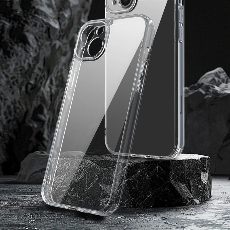For iPhone 15 Case TPU + Acrylic Phone Back Cover Anti Yellowing - Transparent