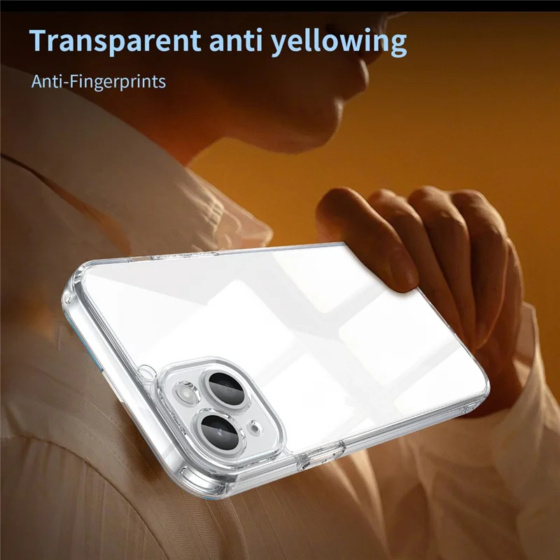 For iPhone 15 Case TPU + Acrylic Phone Back Cover Anti Yellowing - Transparent