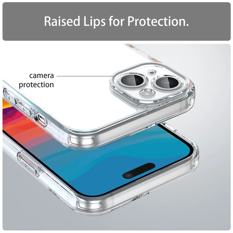 For iPhone 15 Case TPU + Acrylic Phone Back Cover Anti Yellowing - Transparent