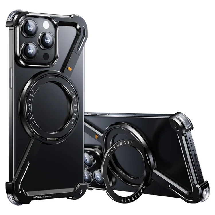 Custodia paraurti Z-Shape per iPhone 15 Pro con design magnetico senza cornice, supporto integrato - Nero