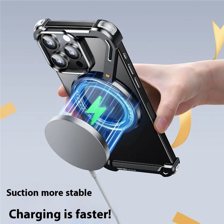 Custodia paraurti Z-Shape per iPhone 15 Pro con design magnetico senza cornice, supporto integrato - Nero
