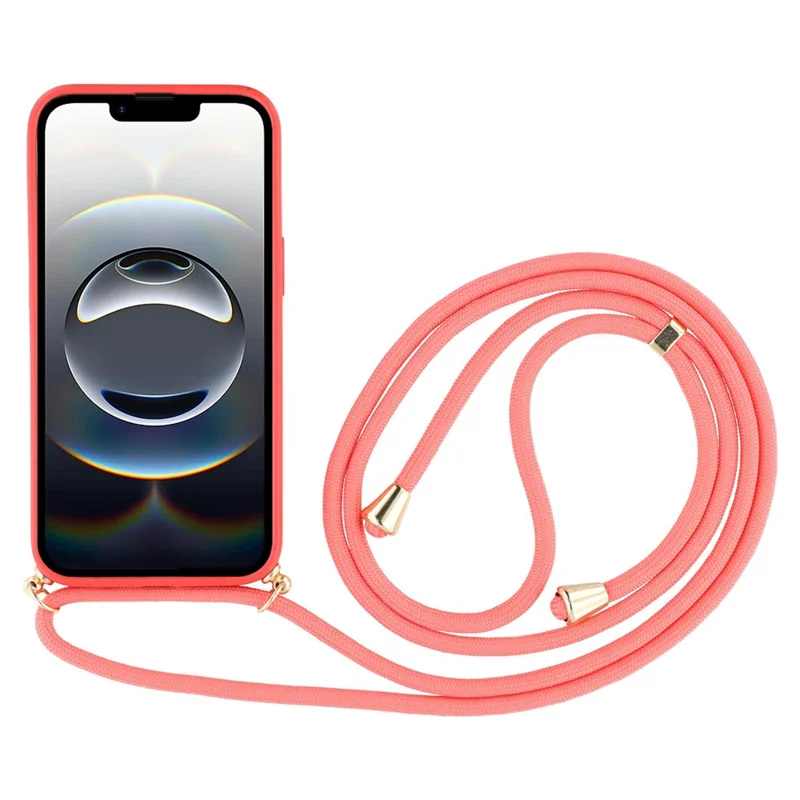Bulk Purchasing For iPhone 17e / 16e Back Case Wheat Straw + TPU Shockproof Phone Cover with Adjustable Lanyard - Red