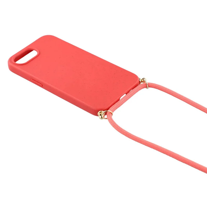 Bulk Purchasing For iPhone 17e / 16e Back Case Wheat Straw + TPU Shockproof Phone Cover with Adjustable Lanyard - Red