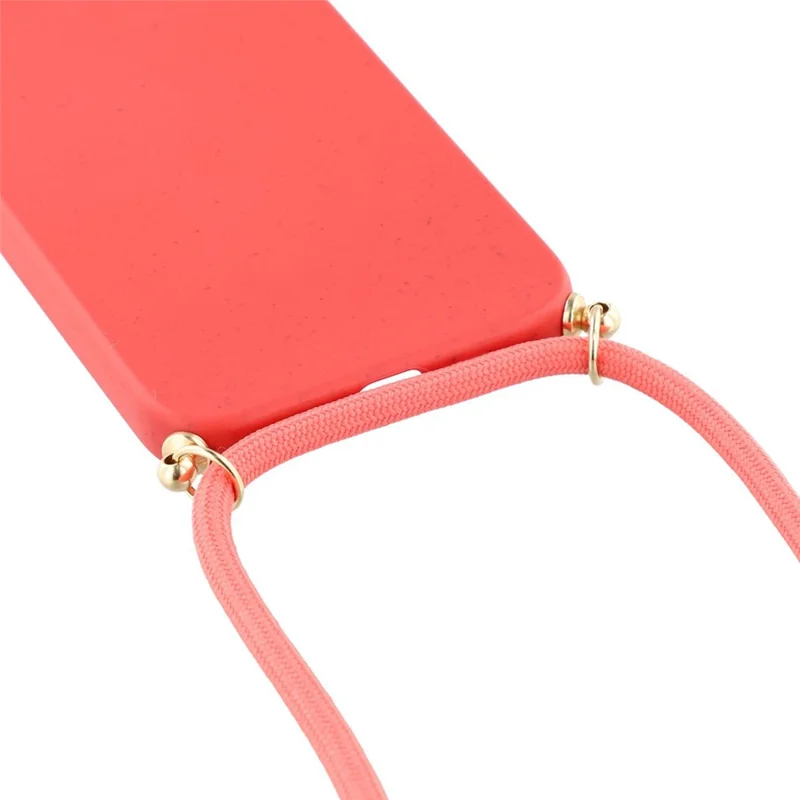 Bulk Purchasing For iPhone 17e / 16e Back Case Wheat Straw + TPU Shockproof Phone Cover with Adjustable Lanyard - Red