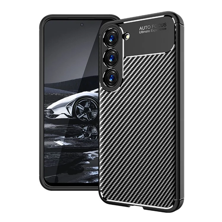 Per Samsung Galaxy S23+ Carbon Fiber Texture Flexible TPU Phone Case Drop-proof Back Cover - Nero