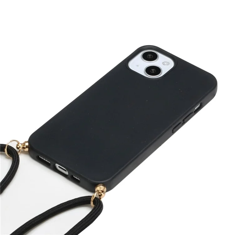 Compra a granel para iPhone 15 Funda Ecológica con Cordón, Compostable de Paja de Trigo+TPU - Negro